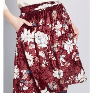ModCloth Jessy B Velvet Burgundy Floral skirt